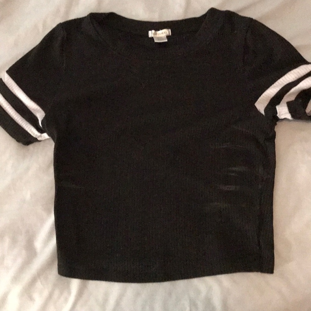 Black with white stripes crop top